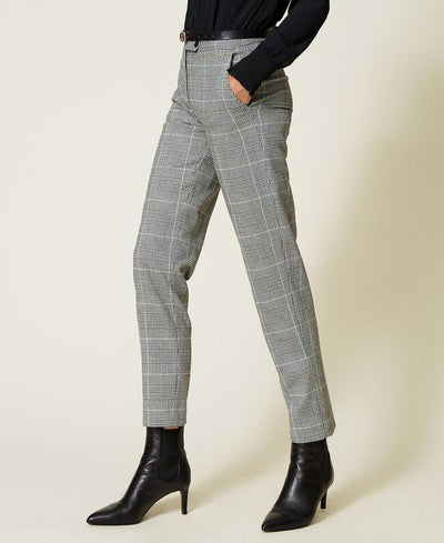 Twinset Milano Pantalone in misto lana Principe di Galles. Pantalone Donna - Boutique Luisa Trendy