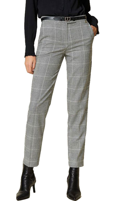 Twinset Milano Pantalone in misto lana Principe di Galles. Pantalone Donna - Boutique Luisa Trendy