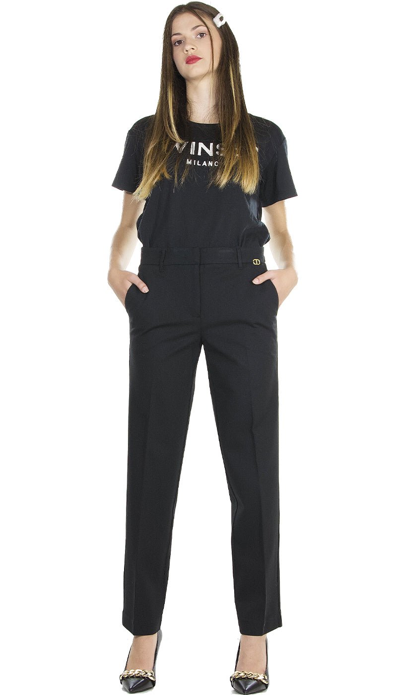 Twinset Milano Pantalone nero in punto milano. 212TP2062 Pantalone Donna - Boutique Luisa Trendy