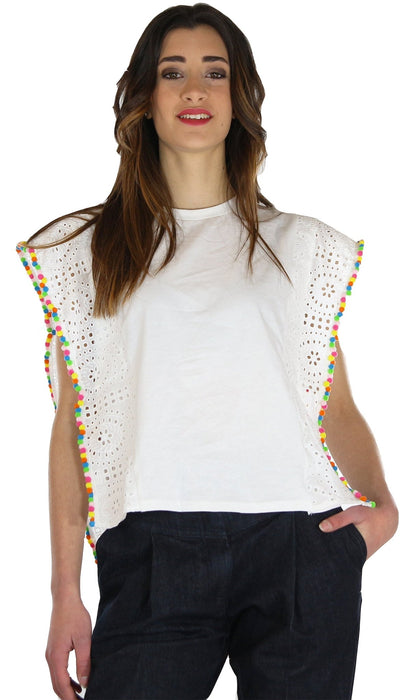 Twinset Milano T-shirt boxy con pompon multicolor T-Shirt e top - Boutique Luisa Trendy