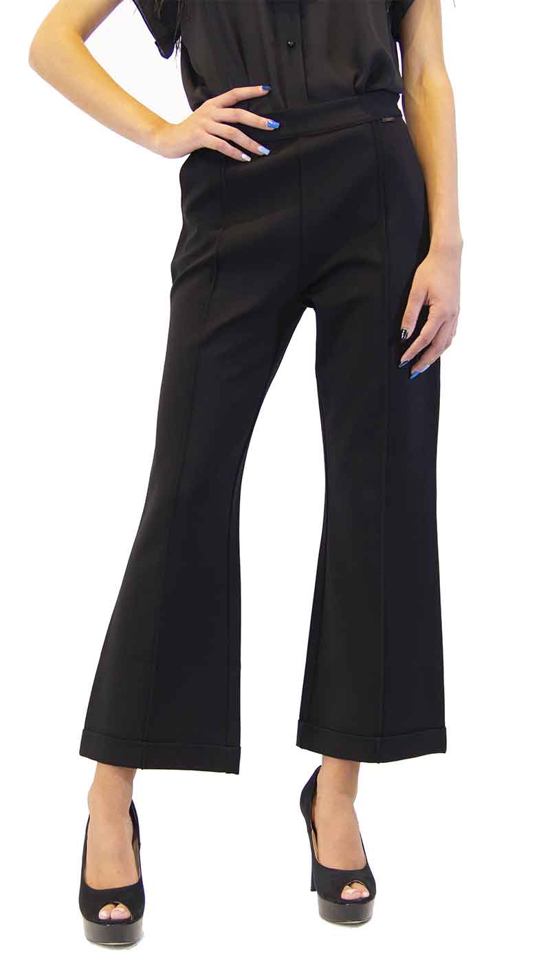 Twinset Pantalone donna nero in punto milano modello cropped. Art. 202ST2023 Pantalone Donna - Boutique Luisa Trendy
