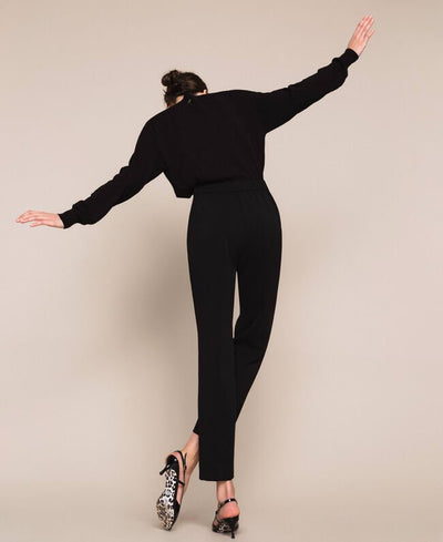 TwinSet Pantalone nero morbido in georgette. 201TP202B. Pantalone Donna - Boutique Luisa Trendy