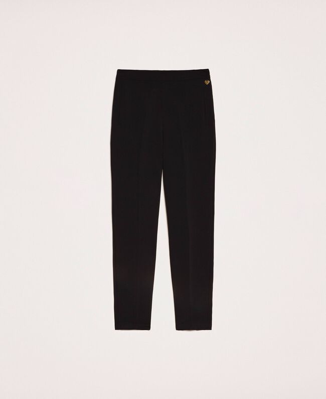 TwinSet Pantalone nero morbido in georgette. 201TP202B. Pantalone Donna - Boutique Luisa Trendy
