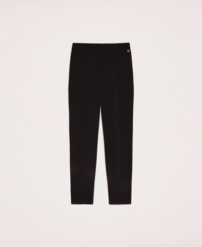 TwinSet Pantalone nero morbido in georgette. 201TP202B. Pantalone Donna - Boutique Luisa Trendy