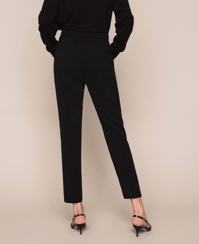 TwinSet Pantalone nero morbido in georgette. 201TP202B. Pantalone Donna - Boutique Luisa Trendy