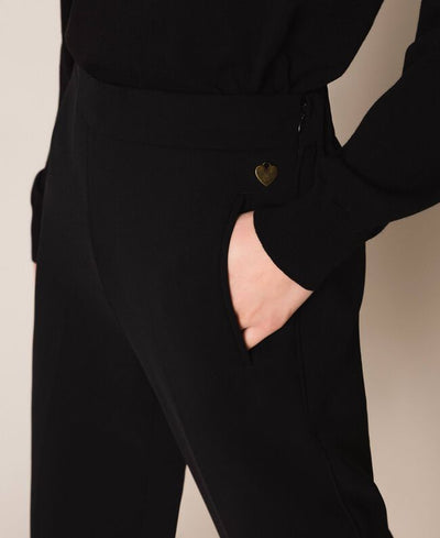 TwinSet Pantalone nero morbido in georgette. 201TP202B. Pantalone Donna - Boutique Luisa Trendy