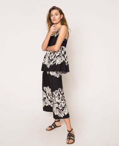 TwinSet Pantaloni cropped in popeline a fiori Pantalone Donna - Boutique Luisa Trendy