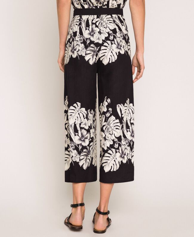 TwinSet Pantaloni cropped in popeline a fiori Pantalone Donna - Boutique Luisa Trendy