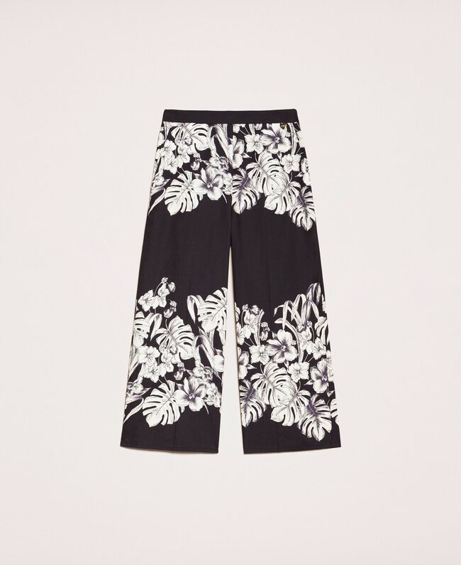 TwinSet Pantaloni cropped in popeline a fiori Pantalone Donna - Boutique Luisa Trendy