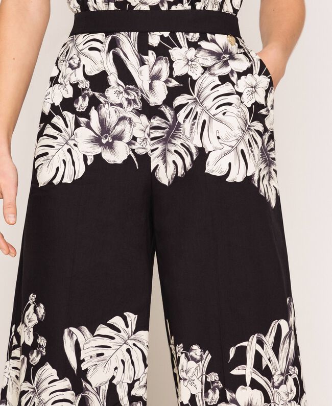 TwinSet Pantaloni cropped in popeline a fiori Pantalone Donna - Boutique Luisa Trendy