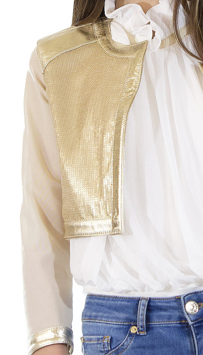 Valerio Righi Giacchino oro in pelle con paillettes. Capispalla Donna - Boutique Luisa Trendy