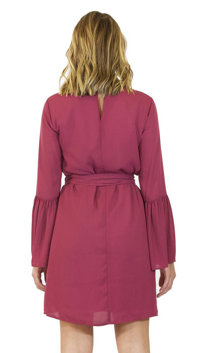Vestito corto donna Silvian Heach viola con cintura e maniche lunghe con volant. Vestiti - Boutique Luisa Trendy