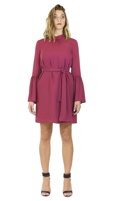 Vestito corto donna Silvian Heach viola con cintura e maniche lunghe con volant. Vestiti - Boutique Luisa Trendy