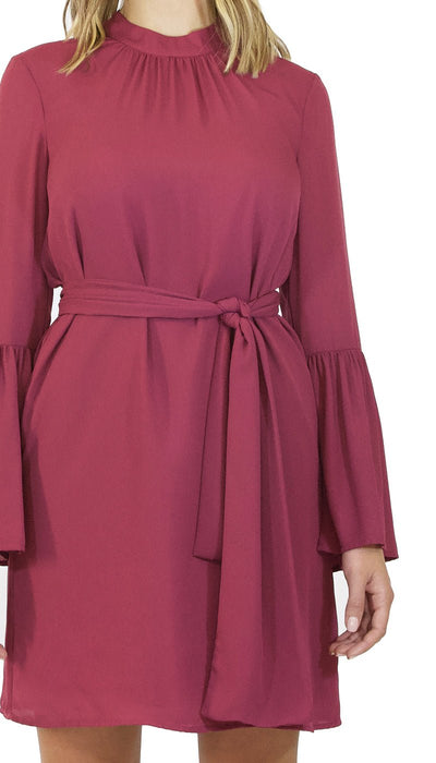 Vestito corto donna Silvian Heach viola con cintura e maniche lunghe con volant. Vestiti - Boutique Luisa Trendy